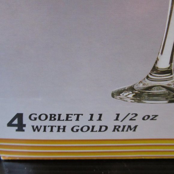 4 Wine Glasses Water Goblet with Gold Rim in Original Box Ancam Pasabahce Turkey - Picture 12 of 14